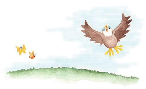 Happy eaglet flying free