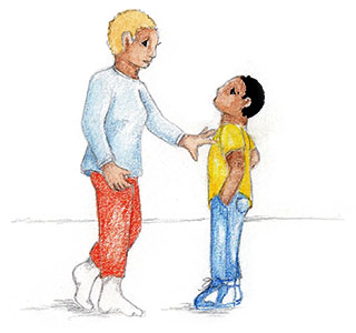 mother repremanding boy